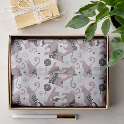Papier Mousseline Joli Noël Kitty Chat Motif (Cadeau)