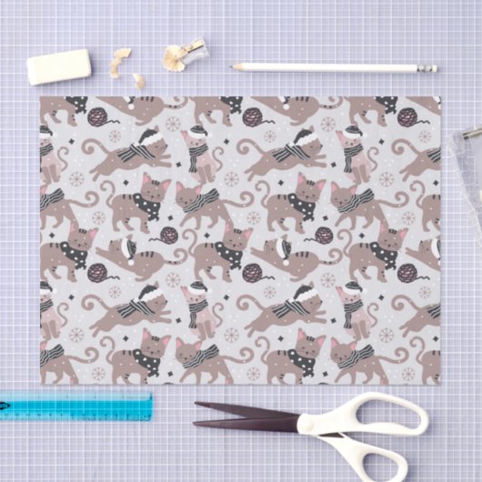 Papier Mousseline Joli Noël Kitty Chat Motif (Artisanat)