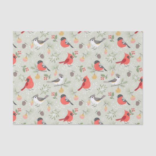 Papier Mousseline Joli Noël Oiseau Motif Design de vacances (Recto)