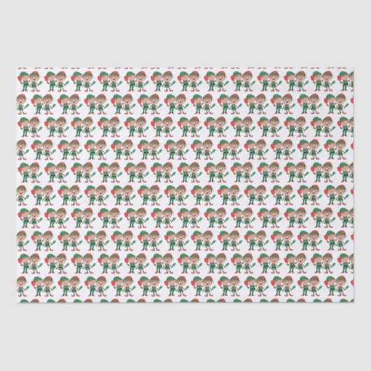 Papier Mousseline Joli Noël Père Noël Elfes Jouer Pickleball (Recto)