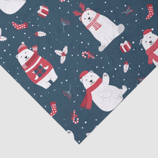 Papier Mousseline Joli Noël Polar Ours Vacances d'hiver (Détail)