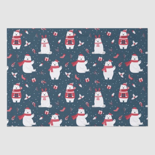 Papier Mousseline Joli Noël Polar Ours Vacances d'hiver (Recto)