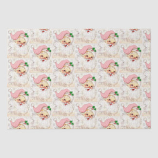 Papier Mousseline Joli Noël rose rétro Vintage Père Noël