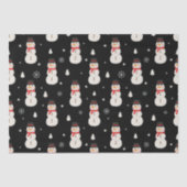Papier Mousseline Joli Noël Snowman Noir (Recto)