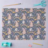 Papier Mousseline Joli Noël Yoga Vache Motif Whimsical Bleu (Artisanat)