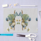 Papier Mousseline joli oiseau à broderie turquoise à la menthe (Artisanat)