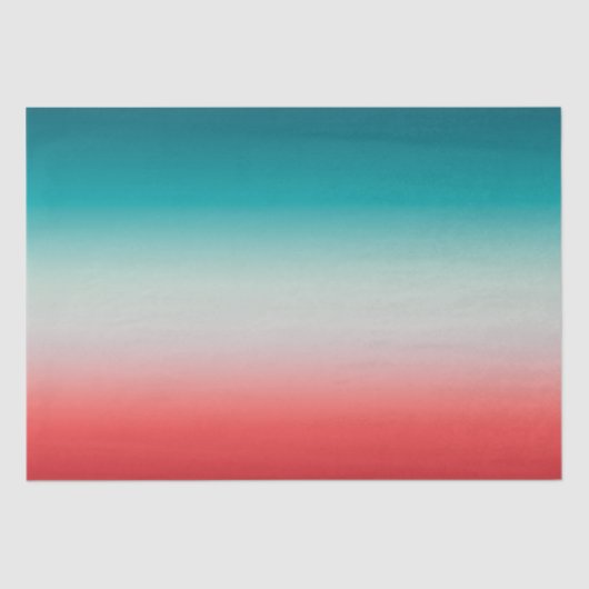 Papier Mousseline Joli Ombre Festive Rouge & Turquoise Blue Gradient (Recto)