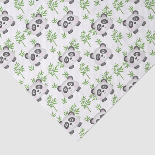 Papier Mousseline joli panda ours carrelé (Détail)