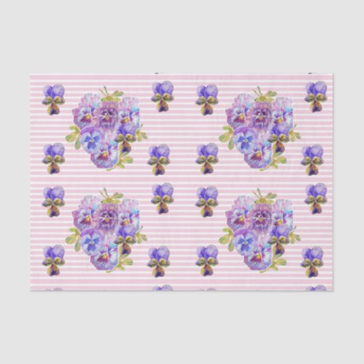 Papier Mousseline Joli Pansy Flower Motif rose pastel (Recto)