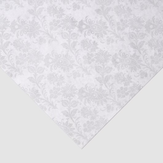 Papier Mousseline Joli papier à motif floral en Damas blanc (Détail)
