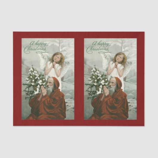 Papier Mousseline Joli Papier Tissu Angel Et Père Noël (Recto)