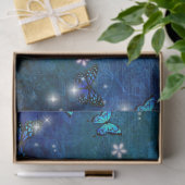 Papier Mousseline Joli Papillons Bleus (Cadeau)