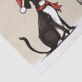 Papier Mousseline Joli Père Noël Chien et Chat Joyeux et Bright Chri (Détail)