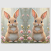 Papier Mousseline Joli petit lapin entouré de fleurs, découpage (Recto)