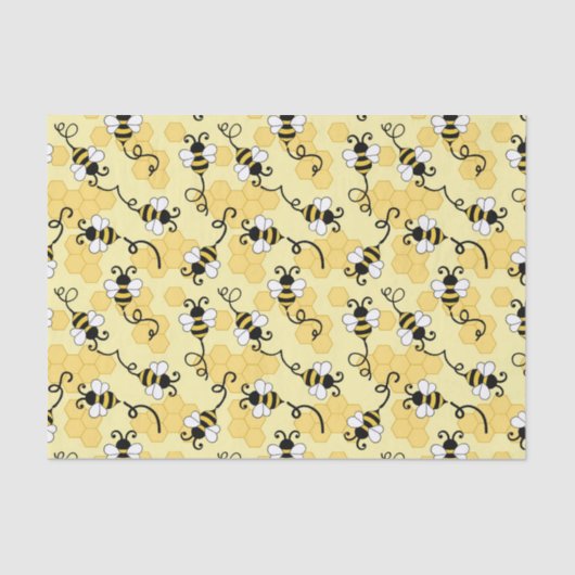 Papier Mousseline Joli petit motif abeilles (Recto)