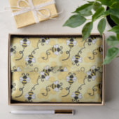 Papier Mousseline Joli petit motif abeilles (Cadeau)
