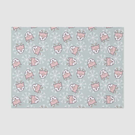 Papier Mousseline Joli Pink Reindeen Snowflake Enfants Vacances (Recto)