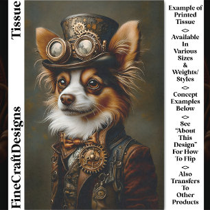 Papier Mousseline Joli portrait Steampunk de chien Papillon CQ1 Déco