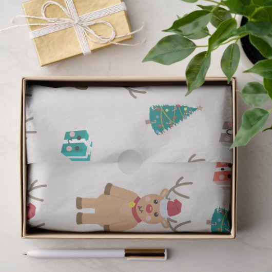 Papier Mousseline Joli renne de Noël (Cadeau)