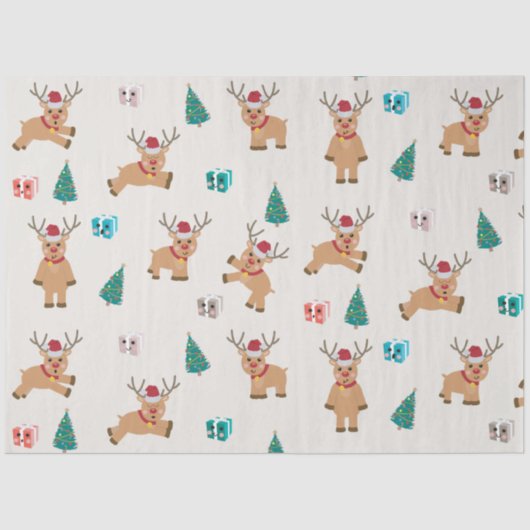Papier Mousseline Joli renne de Noël (Recto)