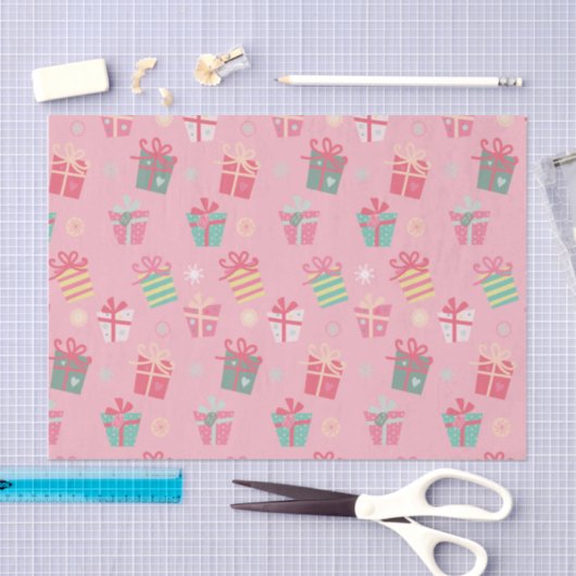 Papier Mousseline Joli Retro rose présente Noël (Artisanat)