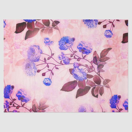 Papier Mousseline Joli rose avec / Purple Floral Print (Recto)