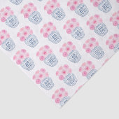 Papier Mousseline Joli Rose Bleu & Blanc Vase Baby shower (Détail)