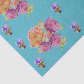 Papier Mousseline Joli Rose Floral Turquoise Rose Motif (Détail)
