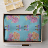 Papier Mousseline Joli Rose Floral Turquoise Rose Motif (Cadeau)