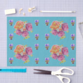 Papier Mousseline Joli Rose Floral Turquoise Rose Motif (Artisanat)