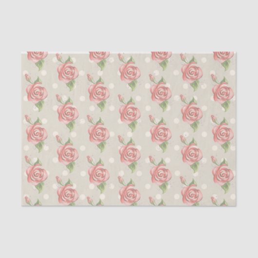 Papier Mousseline Joli rose Roses et points Monogramme (Recto)