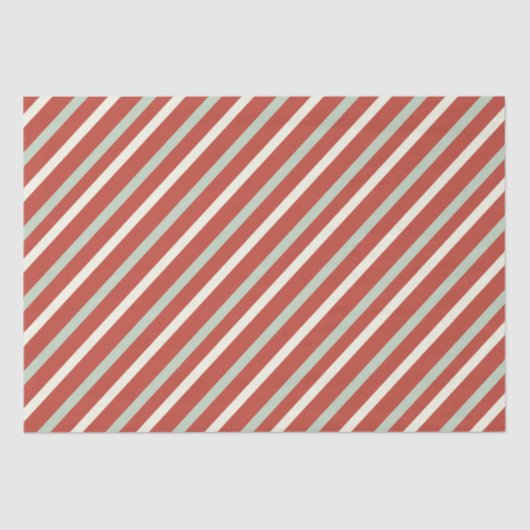 Papier Mousseline Joli Rouge, Vert & Blanc Bonbons Stripe Noël (Recto)