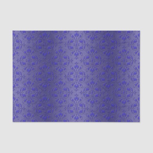 Papier Mousseline Joli Royal Bleu Elegant Damask Pattern (Recto)