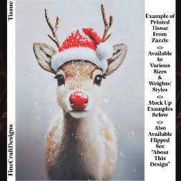 Papier Mousseline Joli Rudolf avec chapeau de Père Noël dans la neig