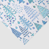 Papier Mousseline Joli sapin de Noël Motif vert bleu Turquoise (Détail)