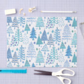 Papier Mousseline Joli sapin de Noël Motif vert bleu Turquoise (Artisanat)