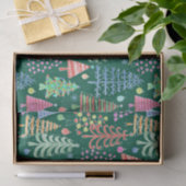 Papier Mousseline Joli sapin de Noël Motif vert rouge orange (Cadeau)