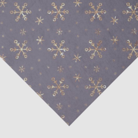 Papier Mousseline Joli Snowflakes Gold Noël Bleu (Détail)