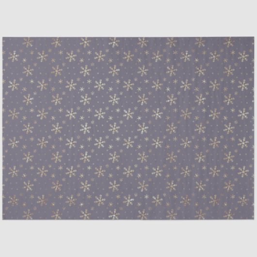 Papier Mousseline Joli Snowflakes Gold Noël Bleu (Recto)