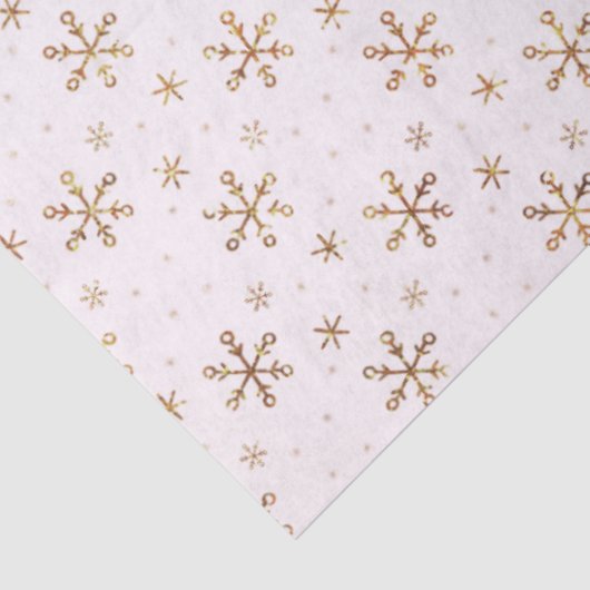 Papier Mousseline Joli Snowflakes Gold Noël rose (Détail)
