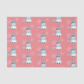 Papier Mousseline Joli Snowman Snowflake Motif Rose Tissu Papier (Recto)
