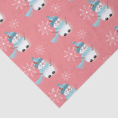 Papier Mousseline Joli Snowman Snowflake Motif Rose Tissu Papier (Détail)