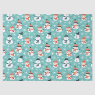 Papier Mousseline Joli Snowman Snowflake Motif sans couture Noël