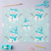 Papier Mousseline Joli Snowmen Snowflakes Bleu clair Noël (Artisanat)
