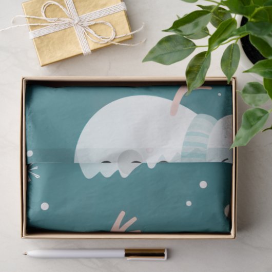 Papier Mousseline Joli Snowmen Snowflakes Green Christmas (Cadeau)