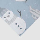Papier Mousseline Joli Snowmen Snowflakes Gris Bleu Noël (Détail)