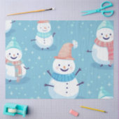 Papier Mousseline Joli Snowmen Snowflakes Ice Blue Noël (Artisanat)
