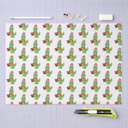 Papier Mousseline Joli T-Rex Noël (Artisanat)