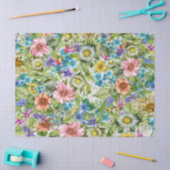 Papier Mousseline Joli tissu floral avec Arrière - plan à image bois (Artisanat)