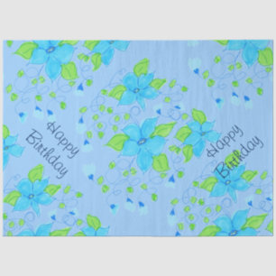 Papier Mousseline Joli tissu floral bleu
